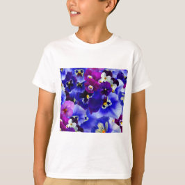 Camiseta Esquema de Flor Azul