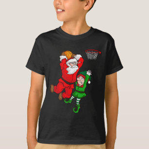Camiseta Esquema de Natal Santa Claus Slam Dunk Elf Engraça
