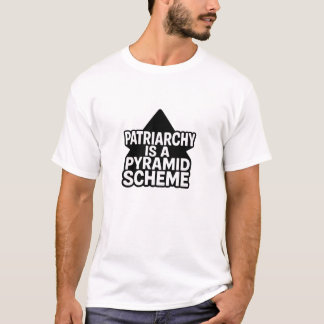 Camiseta Esquema de Pirâmide Anti-Patriarcado em Preto e Br