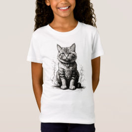 Camiseta Esquema do Lápis de Gato Bonito