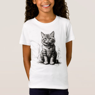 Camiseta Esquema do Lápis de Gato Bonito