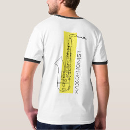 Camiseta Esquema minimalista saxofone + saxofonista amarelo