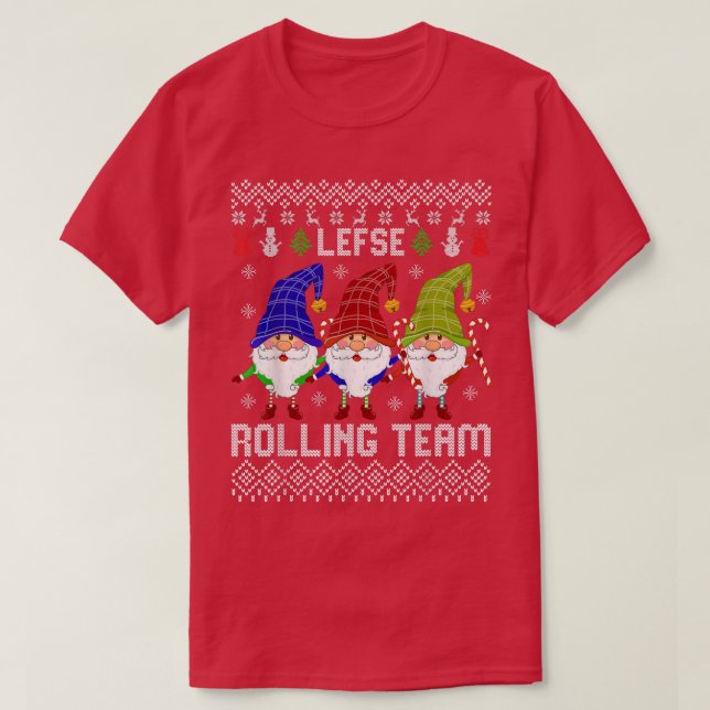 Camiseta Esquerda Rolling Team Baking Tomte De Natal Gnomo  (Frente do Design)