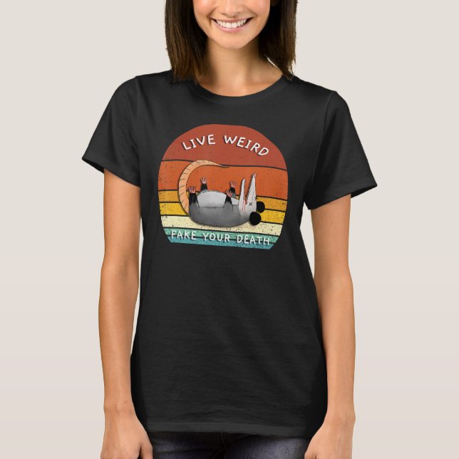 Camiseta Esquerdo Vivo Possum Funny Ogambm Torna Falso-Sol  (Frente)