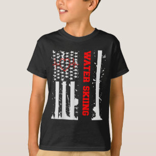 Camiseta Esqui Aquático Gráfico Com Bandeira Vintage Dos EU