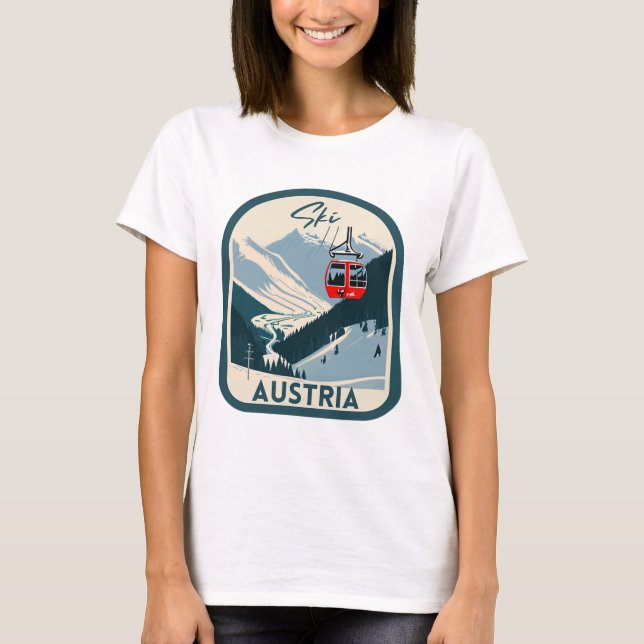 Camiseta Esqui Áustria Estilo de Imagem Retroativa Estilo A (Frente)
