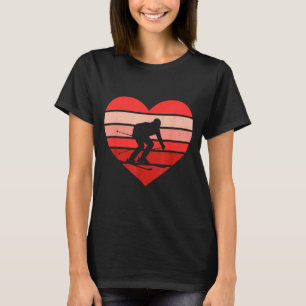 Camiseta Esqui coração retrô esqui vintage valentine mulher