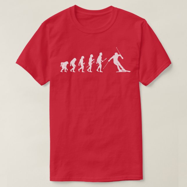 Camiseta Esqui de Esqui da Evolução Humana Esportes de inve (Frente do Design)