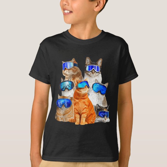 Camiseta Esqui de gato engraçado  (Frente)