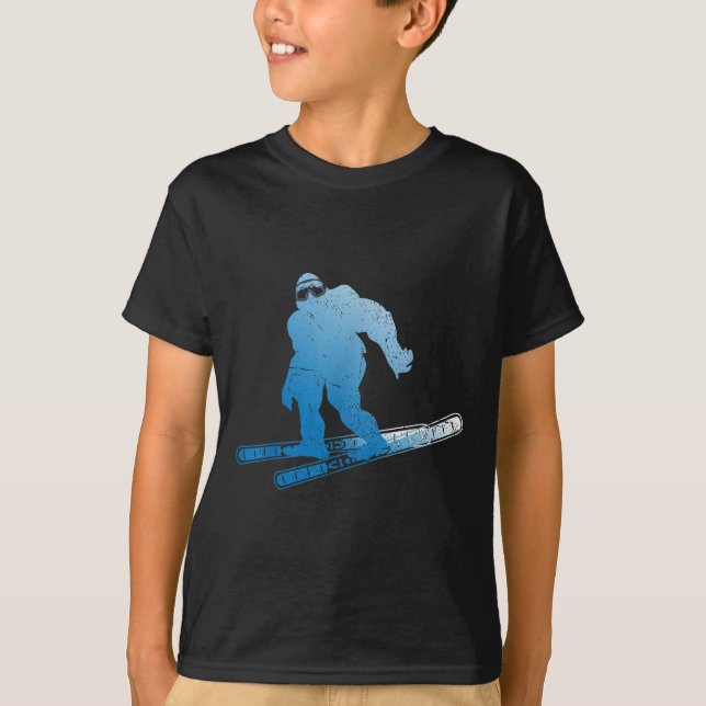 Camiseta Esqui de Inverno Sasquatch Esqui Criptídeo Criptoz (Frente)