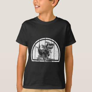 Camiseta Esqui de Montanha Dinossauro Esquiador Dino Esqui