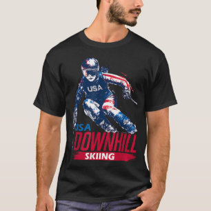 Camiseta Esqui de Montanha Patriótico EUA Equipe de Esqui d