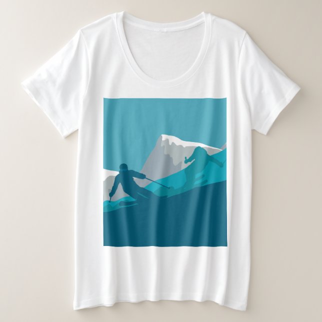 Camiseta Esqui Descida dos esquiadores alpinos (Frente do Design)