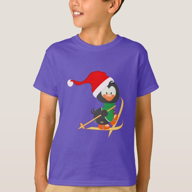 Camiseta Esqui do pinguim do Natal (Frente)