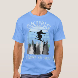 Camiseta Esqui é melhor na neve Legal Vintage Blue Sunset
