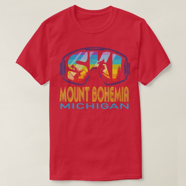 Camiseta Esqui Monte Bohemia Michigan Férias de Esqui (Frente do Design)