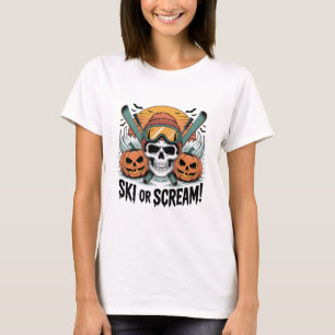 Camiseta Esqui ou Grite Halloween Esqui Caveira