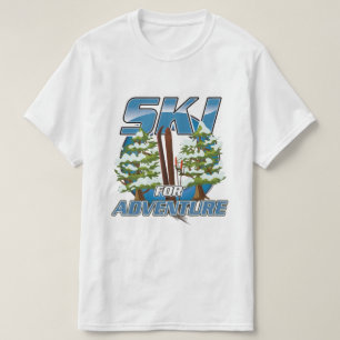 Camiseta Esqui para o logotipo de viagem de aventura