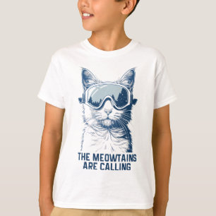 Camiseta Esqui Snowboard Gato Divertido Os Meowtains Estão
