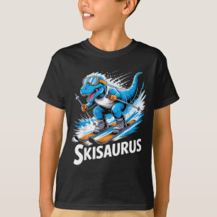 Camiseta Esqui t-rex esporte de inverno esquiador dino engr