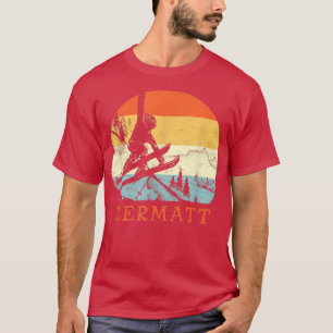 Camiseta Esqui Zermatt, Suiça Vintage Retro Snow Skiing