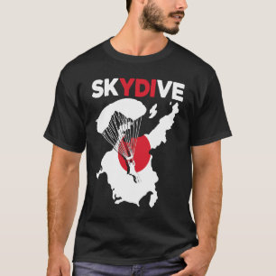 Camiseta Esquiado Divertido Bandeira do Japão Paracaquedism