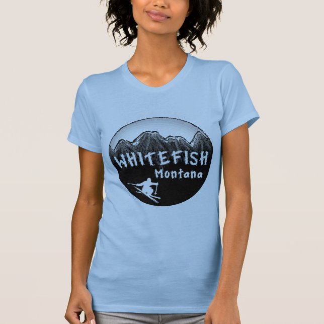 Camiseta Esquiador artístico de Montana do peixe branco (Frente)