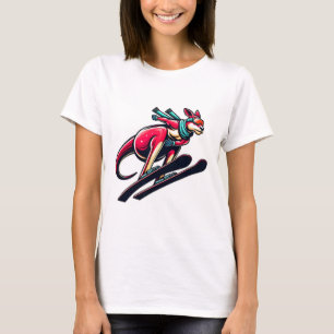 Camiseta Esquiador Canguru na Encosta de Neve Com Óculos e