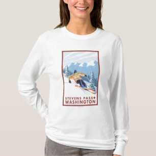 Camiseta Esquiador da neve de Downhhill - passagem de
