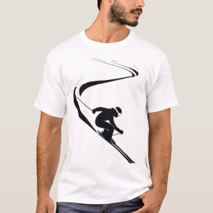 Camiseta Esquiador Descendo a Montanha de Neve Esportes Esq