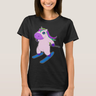 Camiseta Esquiador Unicórnio Esportes de Inverno