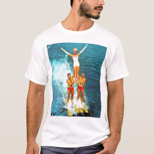 Camiseta Esquiadores retros da água dos Dells das mulheres