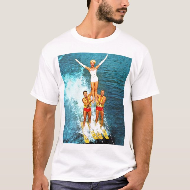 Camiseta Esquiadores retros da água dos Dells das mulheres (Frente)