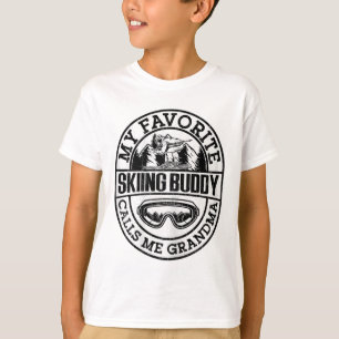 Camiseta Esquiando Amigo Divertido de Esqui Avó Amante da N