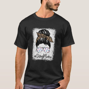 Camiseta Esquiando Mama Mensageiro Cabelo Freado Leopardo M