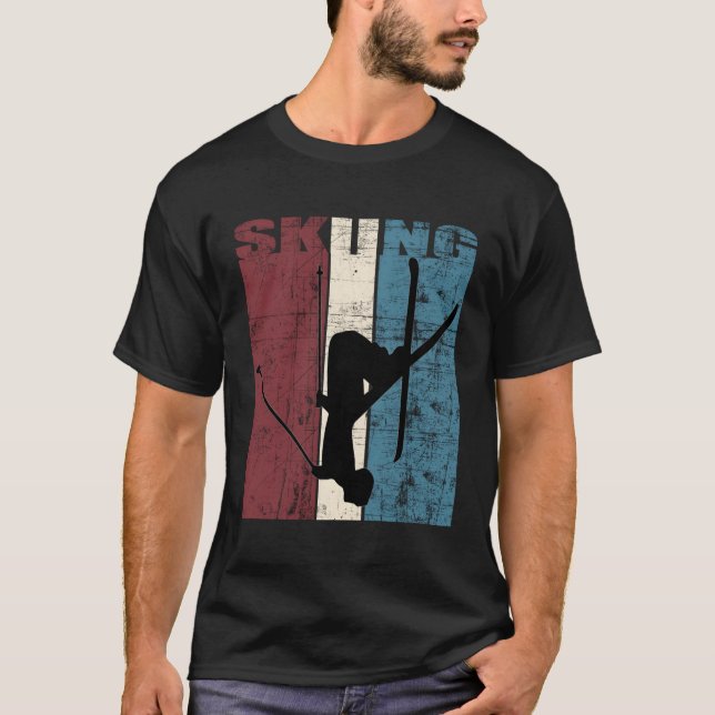Camiseta Esquiando o Gift Idea Jogador de Esqui Skiing Vint (Frente)