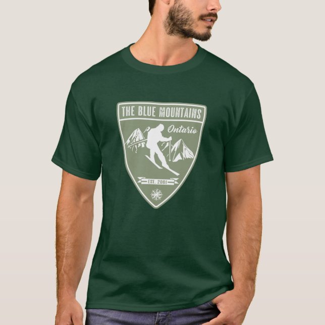 Camiseta Esquiar As Montanhas Azuis Ontário (Frente)