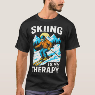 Camiseta Esquiar É Minha Terapia Retro Montanha Esportes De