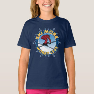 Camiseta Esquiar Mais Preocupada Menos   Cota de esqui