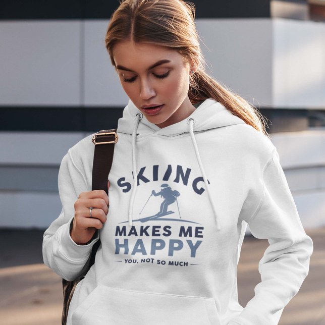 Camiseta Esquiar Me Faz Feliz Não Tanto (skiiing women's hoodie)