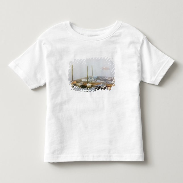 Camiseta Esquifes e nevoeiro da manhã em Southwest Harbor, (Frente)