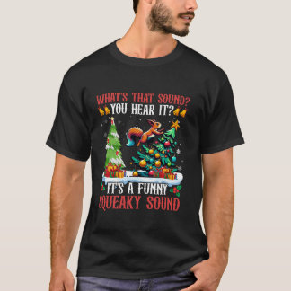 Camiseta Esquilo Acorn Santa Hat Snowflakes Light Christma