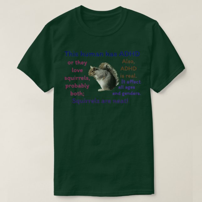 Camiseta Esquilo ADHD 1 (Frente do Design)
