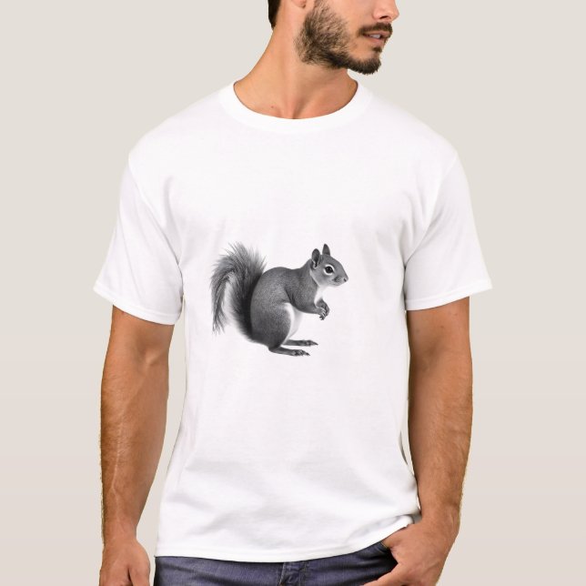 Camiseta Esquilo Amor Teto Preto e Branco (Frente)