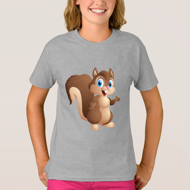 Camiseta Esquilo animado bonito (Frente)
