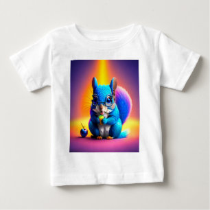 Camiseta Esquilo Azul Comendo Uma Fruta