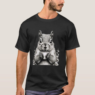 Camiseta Esquilo Bebendo Café Fofa Vida Selvagem Amor pela