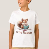Esquilo Bonito Lendo Camisa-T De Um Livro Para Cri