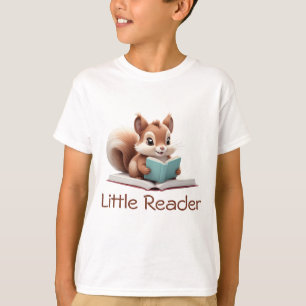 Camiseta Esquilo Bonito Lendo Camisa-T De Um Livro Para Cri