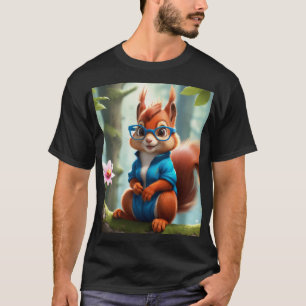 Camiseta Esquilo Bonito na Ramificação da Árvore